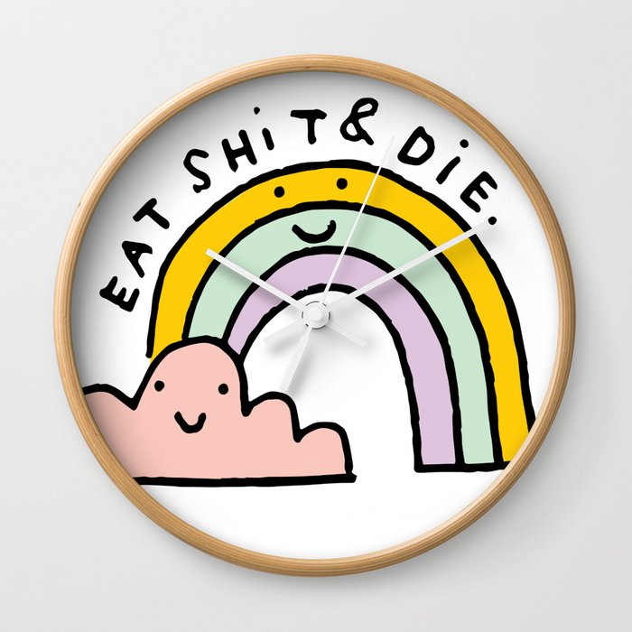 Eat Shit & Die - Cloudy Wall Clock