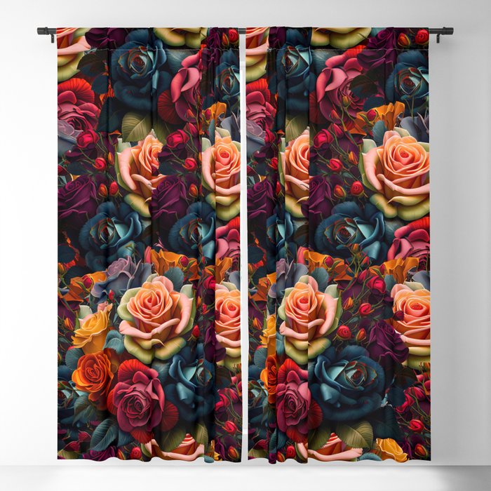 Romantic Roses Floral Blackout Curtain