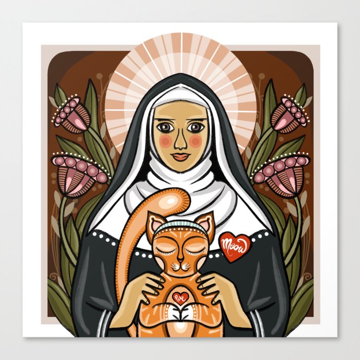 St Gertrude Patron Saint Of Cats Canvas Print By Artpurrr Society6