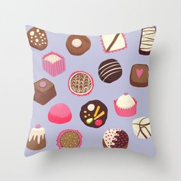 Chocolates on Lilac Throw Pillow