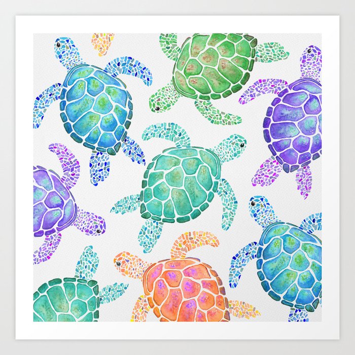 Sea Turtle - Colour Art Print