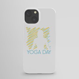 International yoga day scribbled art yoga pose silhouette in relaxing soft green color iPhone Case