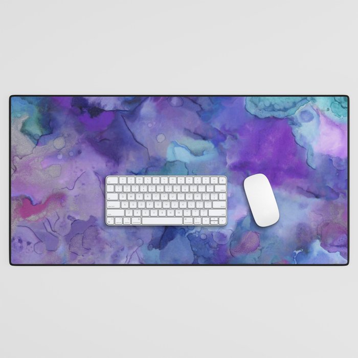 Abstract Colorful Purple Watercolor Desk Mat