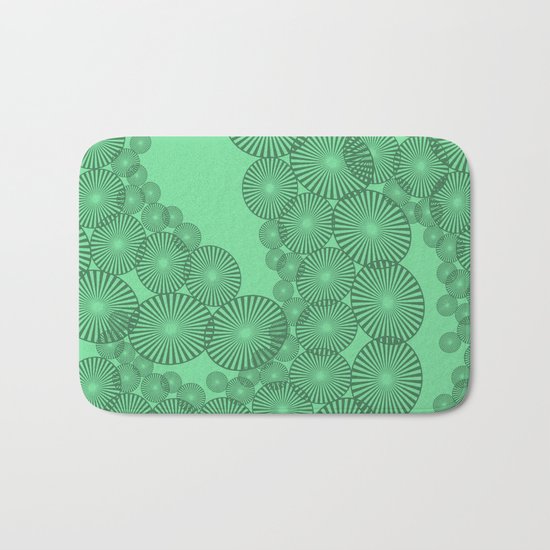 Green Circles Fractal Bath Mat