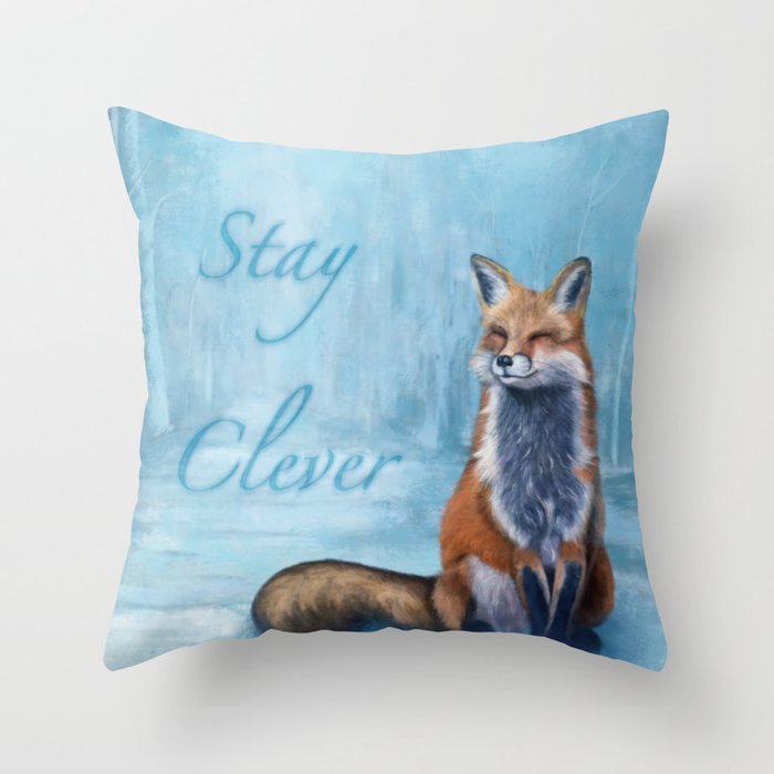 Sweet Fox in snow Throw Pillow