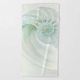 Green Nautilus I Beach Towel