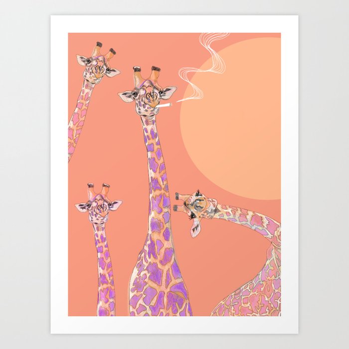 Colorful Giraffes Art Print