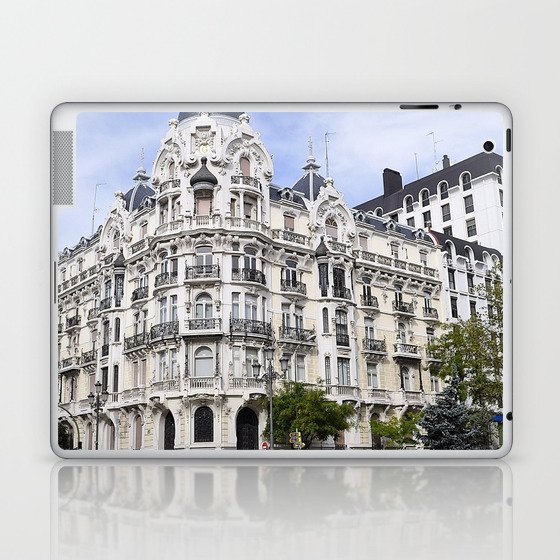 Spain Photography - White Beautiful  Building In Down Town Madrid Laptop & iPad Skin