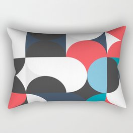 Circles Curves Shapes, Abstract and Geometry, Red, White, blues, black Rectangular Pillow