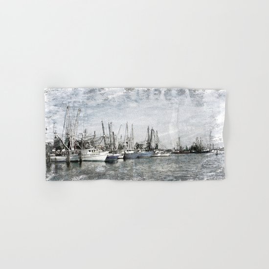Pass Christian Harbor Sketch Photo Hand & Bath Towel