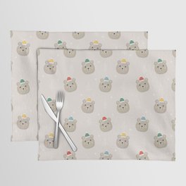 Christmas Seamless Pattern with Polar Bear Isolated on Gray Background Placemat