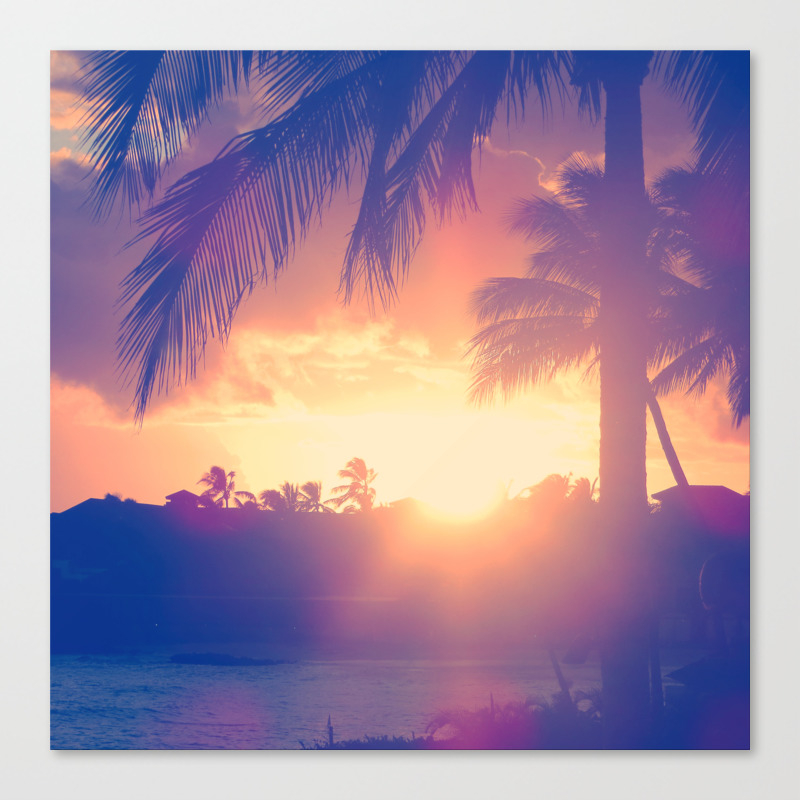 Hawaii Sunset Palm Tree Canvas Print By Eynephotography Society6