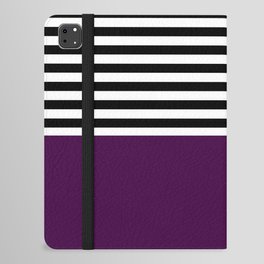 Eggplant Purple With Black and White Stripes iPad Folio Case