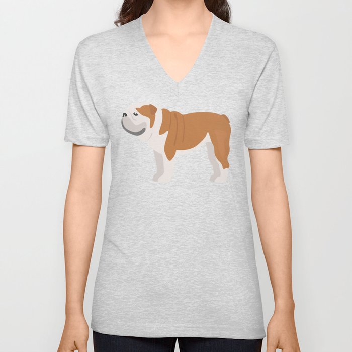 English Bulldog V Neck T Shirt