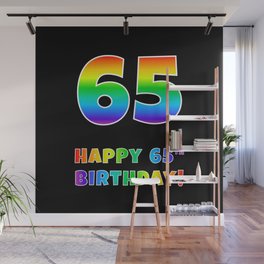 [ Thumbnail: HAPPY 65TH BIRTHDAY - Multicolored Rainbow Spectrum Gradient Wall Mural ]