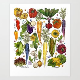 Botanical Cottage core Vegan  Art Print