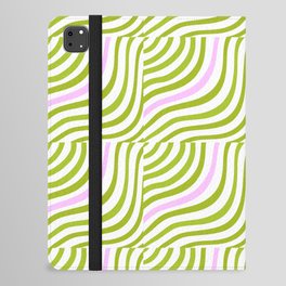 Green and Pastel Pink Stripe Shells iPad Folio Case