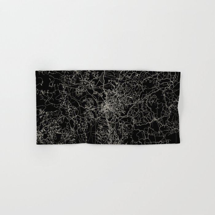 Madagascar, Antananarivo - Madagascar City Map, Black and White Hand & Bath Towel