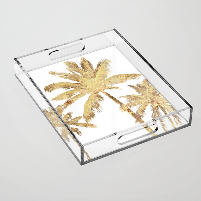 Gold Palm Trees Beach Chic Tropical Acrylic Tray
