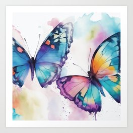 Abstract Watercolor Butterflies Art Print