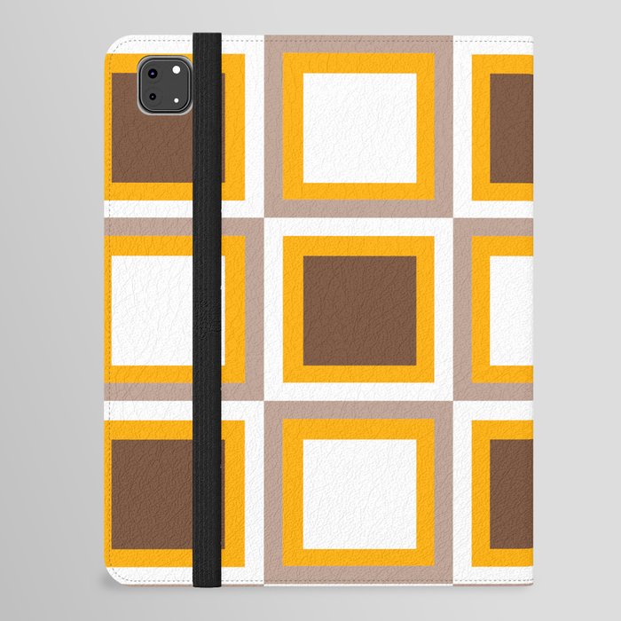 Brown, orange and white checkered pattern iPad Folio Case