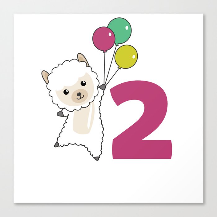 Alpaca Second Birthday Balloons For Kids Canvas Print