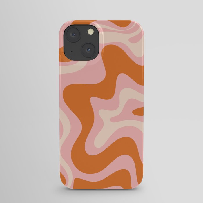 Liquid Swirl Retro Abstract Pattern in Pink Orange Cream iPhone Case