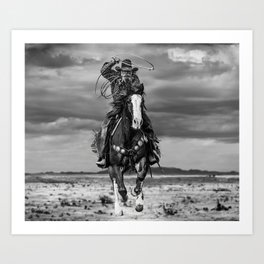 Cowboy Riding Horse Art Print