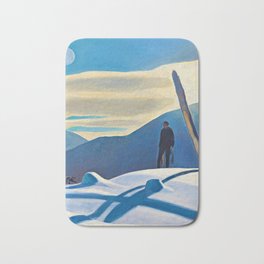 The Trapper, Winter Mountain landscape painting by Rockwell Kent Bath Mat | Whitemountains, Austrian, Laketahoe, Denali, Grandtetons, Swiss, Britishcolumbia, Alaska, Alps, Newengland 