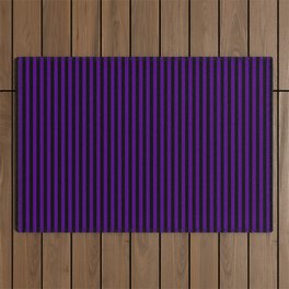 [ Thumbnail: Indigo & Black Colored Striped/Lined Pattern Outdoor Rug ]