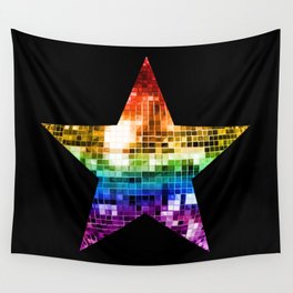 Rainbow Disco Ball Star Wall Tapestry