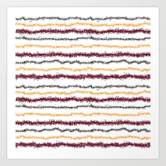 Brown Leafy Line Pattern Art Print