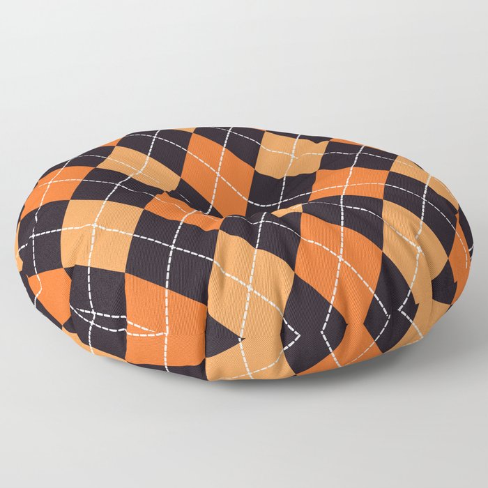 Halloween orange argyle pattern Floor Pillow