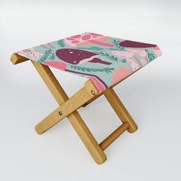 Mushrooms - Pink & Green Folding Stool