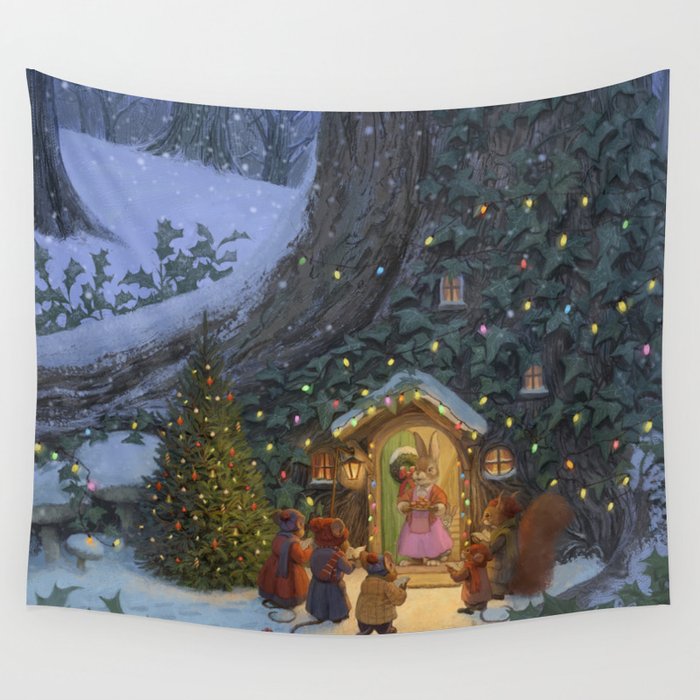 Woodland carollers Wall Tapestry