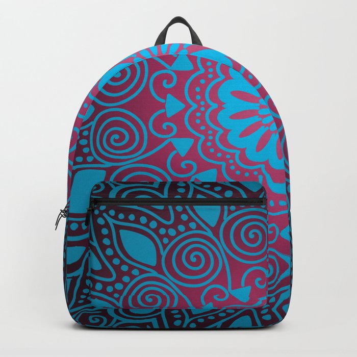 Midnight Blue and Red Mandala Backpack