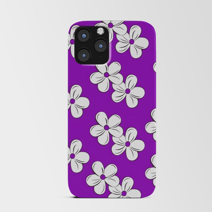 Flower Pattern On Purple Background iPhone Card Case