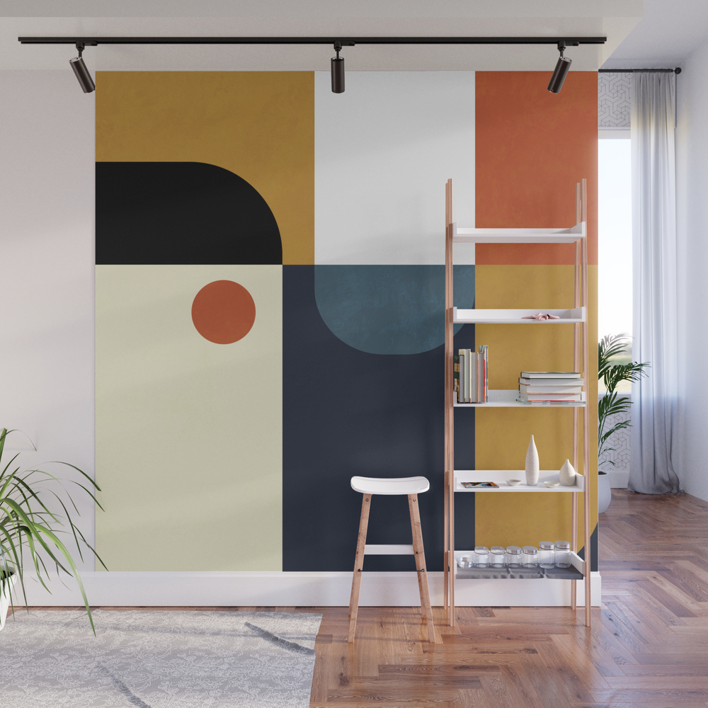 Mid Century Abstract Shapes Fall Winter 4 Wall Mural by anarutbre