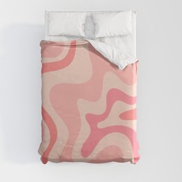 Retro Liquid Swirl Abstract in Soft Pink Duvet Cover