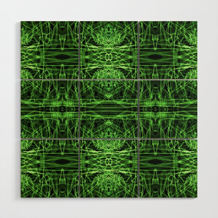 Liquid Light Series 46 ~ Green Abstract Fractal Pattern Wood Wall Art