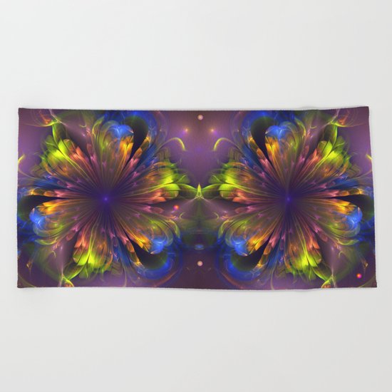 Dream flower, fantasy fractal abstract Beach Towel