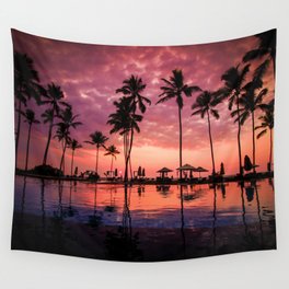 Paradise Sunset Tropical (Color) Wall Tapestry