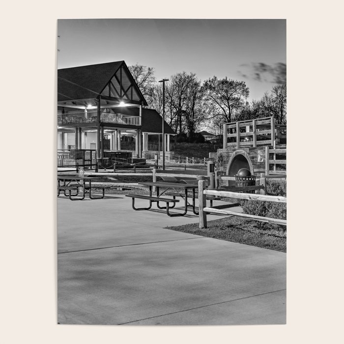 The Railyard In Black And White Rogers Arkansas Bike Park Poster by