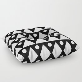 Dots & Triangles 2 - White & Black Abstract Repeat Vector Pattern Blackout Curtain Floor Pillow