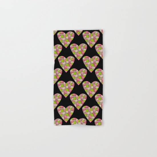 Retro.Mosaic heart . Hand & Bath Towel