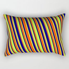 [ Thumbnail: Red, Blue & Light Green Colored Lines Pattern Rectangular Pillow ]