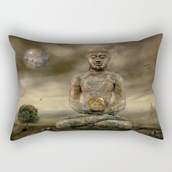 Buddha in the sand Rectangular Pillow