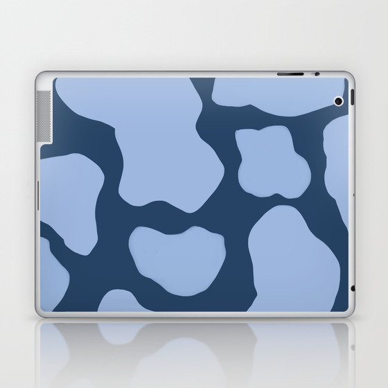 Light Blue on Dark Blue Y2K Cow Spots Laptop & iPad Skin