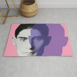 Franz Kafka - portrait pink and purple Rug | Read, Reader, Insearchbird, Author, Book, Franzkafkashirt, Metamorphosis, Czech, Graphicdesign, Writer 