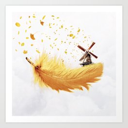 Air Feather • Yellow Feather I Art Print
